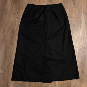 Talbots Wool Deep Charcoal Midi A-Line Skirt